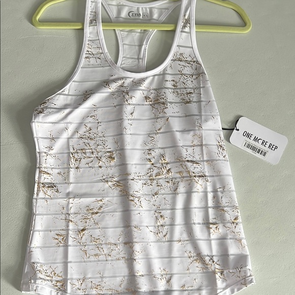 ZYIA Tops - ZYIA White Stay Gold Reflective Women's Tank Top NWT